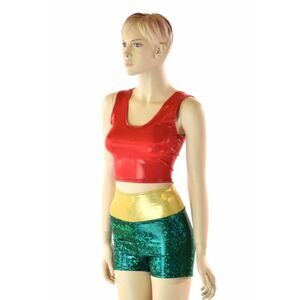 Coquetry Clothing Robin DC High Waist Shorts, Top and accessories Size L